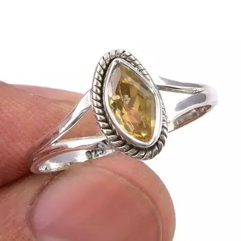 Natural Citrine Gemstone Handmade 925 Sterling Silver Jewelry Ring Size 9 p4b02