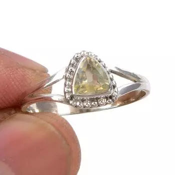 Natural Citrine Gemstone Handmade 925 Sterling Silver Jewelry Ring Size 8 q2s88