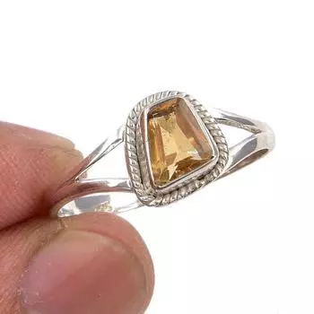Natural Citrine Gemstone Handmade 925 Sterling Silver Jewelry Ring Size 10 M8C89