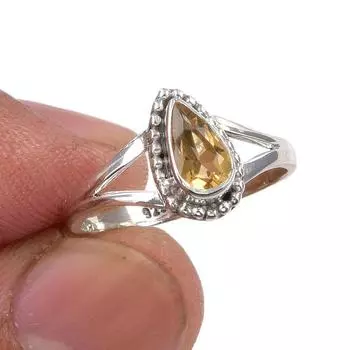 Natural Citrine Gemstone Handmade 925 Sterling Silver Jewelry Ring Size 6 Q4m39