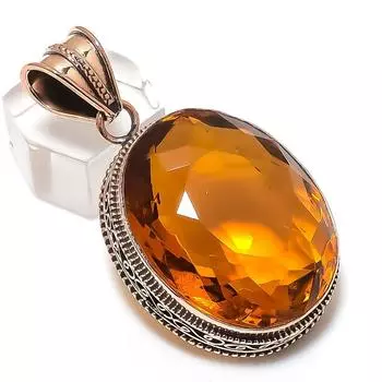 Natural Citrine Gemstone Handmade Copper Jewelry Pendant 1.97 N6V65