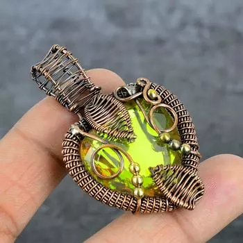 Natural Citrine Gemstone Handmade Copper Wire Wrap Jewelry Pendant 2.21 n9h47