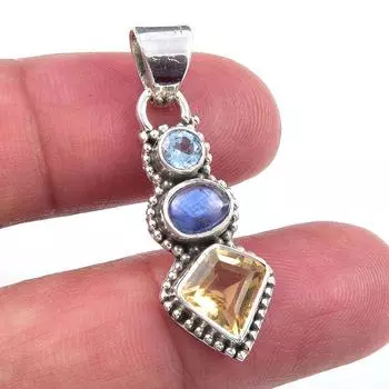 Natural Citrine,Kyanite Gemstone 925 Solid Sterling Silver Pendant 1.50 n0C90