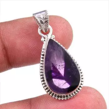 Natural Cloud Amethyst Gemstone 925 Solid Sterling Silver Gift Pendant 1.5 v9q13