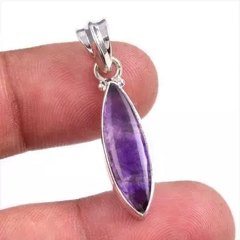 Natural Cloud Amethyst Gemstone 925 Solid Sterling Silver Gift Pendant 1.5 j1Q02