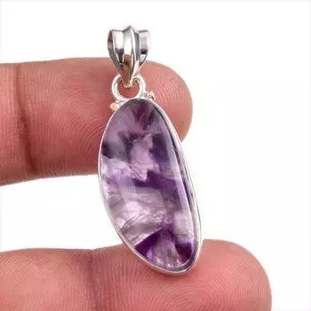 Natural Cloud Amethyst Gemstone 925 Solid Sterling Silver Gift Pendant 1.5 v6J62
