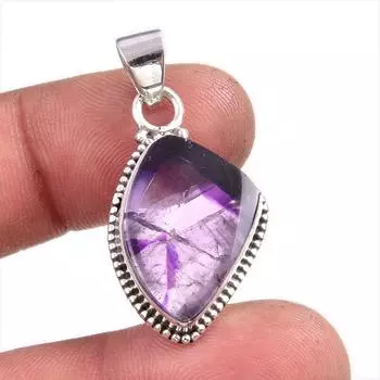 Natural Cloud Amethyst Gemstone 925 Solid Sterling Silver Gift Pendant 1.5 p4t80