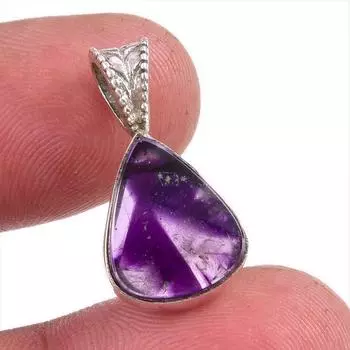 Natural Cloud Amethyst Gemstone Handmade 925 Solid Silver Pendant 1.25 y6q03