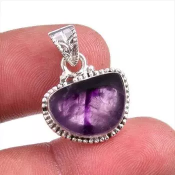 Natural Cloud Amethyst Gemstone Handmade 925 Solid Silver Pendant 1.25 C9I56