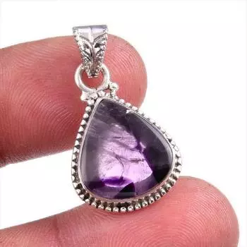 Natural Cloud Amethyst Gemstone Handmade 925 Solid Silver Pendant 1.25 d3D71