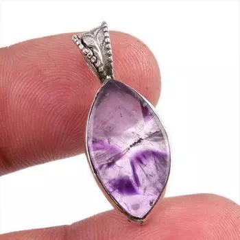 Natural Cloud Amethyst Gemstone Handmade 925 Solid Silver Pendant 1.25 j8r22