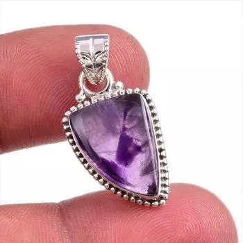 Natural Cloud Amethyst Gemstone Handmade 925 Solid Silver Pendant 1.25 r5c17