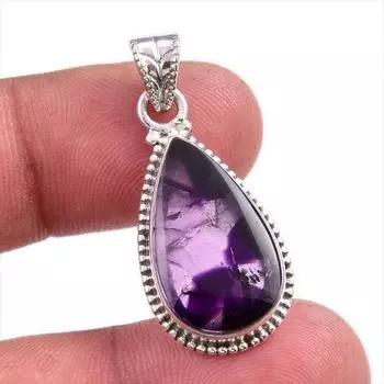 Natural Cloud Amethyst Gemstone Handmade 925 Solid Silver Pendant 1.25 Q5a65