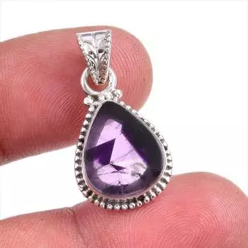 Natural Cloud Amethyst Gemstone Handmade 925 Solid Silver Pendant 1.25 i6b61