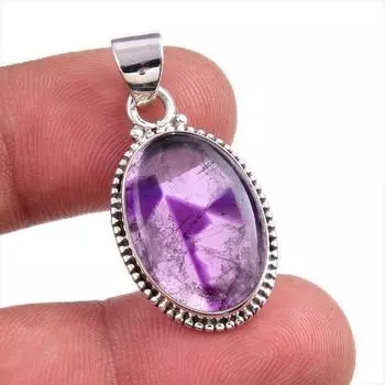 Natural Cloud Amethyst Gemstone Handmade 925 Solid Silver Pendant 1.25 L1Z47