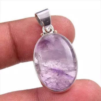 Natural Cloud Amethyst Gemstone Handmade 925 Solid Silver Pendant 1.25 m0e40