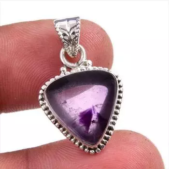Natural Cloud Amethyst Gemstone Handmade 925 Solid Silver Pendant 1.25 Y8B96