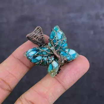 Natural Copper Blue Turquoise Copper Wire Wrap Jewelry Pendant 1.50 D7h25