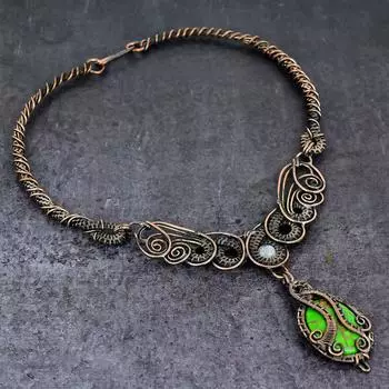 Ожерелье из натуральной медной проволоки бирюзового цвета с зеленым медным оттенком 18 дюймов Z1r45