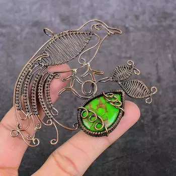 Подвеска из натуральной медной бирюзовой проволоки с покрытием из меди 3,15 дюйма W2p57