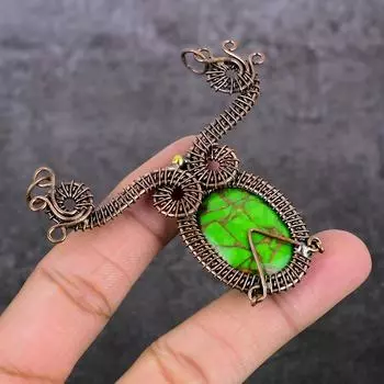 Natural Copper Green Turquoise Copper Wire Wrap Jewelry Pendant 2.76 y7o55