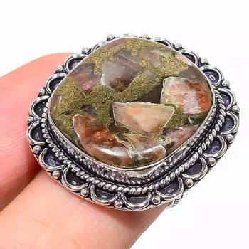 Подарочное кольцо из стерлингового серебра 925 пробы с натуральным медным солнечным камнем, размер 6,5 U4Q05