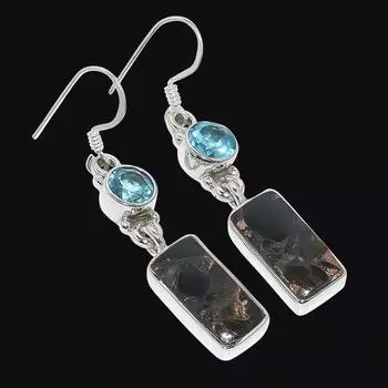 Natural Copper Tourquise Gemstone 925 Solid Sterling Silver Earring 1.77 K3n30