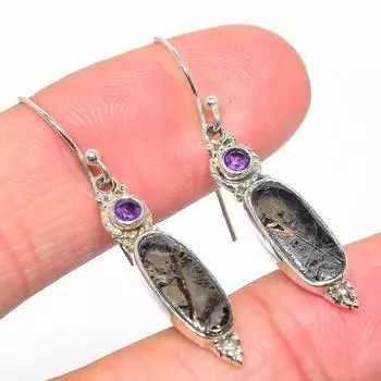 Natural Copper Turquoise,Citrine 925 Solid Sterling Silver Earring 1.50 A7u39