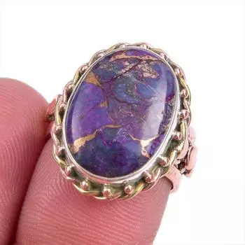 Natural Copper Turquoise Gemstone Two Tone 925 Sterling Silver Ring Size 6 t6l46