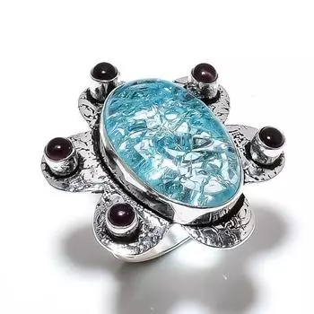 Natural Crack Crystal, Amethyst Gemstone 925 Sterling Silver Ring Size 7 T8z73