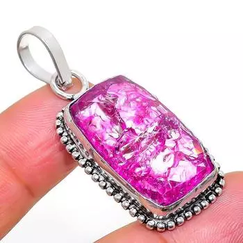 Natural Crack Crystal Gemstone 925 Sterling Silver Gift Pendant 1.85 v0j72