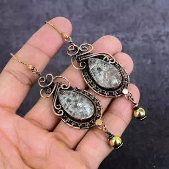 Серьги-ювелирные изделия из натурального драгоценного камня с трещинами и медной проволокой 3,62 дюйма R8N71