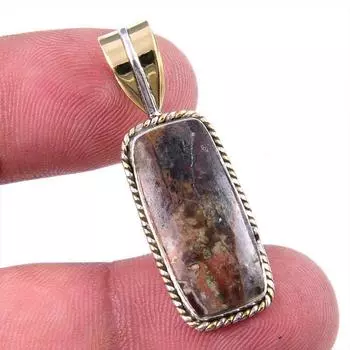 Natural Crazy Lace Agate Gemstone 925 Solid Silver Two Tone Pendant 1.50 S4l95