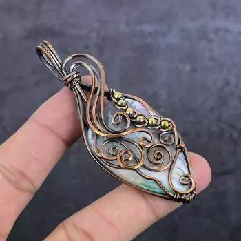 Natural Crazy Lace Agate Gemstone Copper Wire Wrap Jewelry Pendant 3.43 d9j12