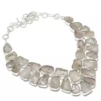 Ожерелье из натурального хрусталя и необработанного драгоценного камня из стерлингового серебра 925 пробы 18 дюймов F8T26