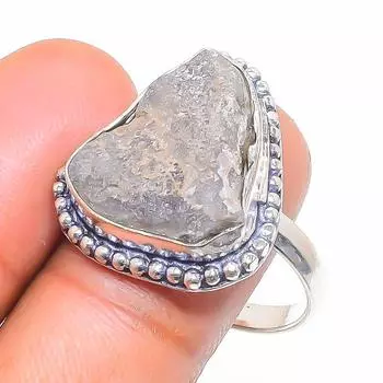 Natural Crystal Rough Gemstone 925 Sterling Silver Jewelry Ring Size 11 y7T90