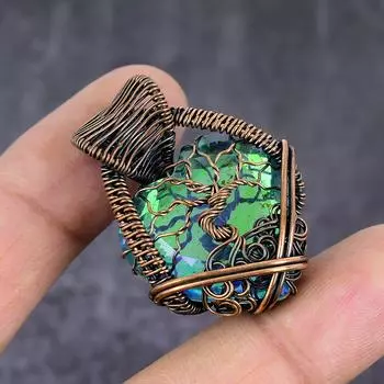 Natural Crystal Titanium Gemstone Copper Wire Wrap Jewelry Pendant 1.65 V7T42