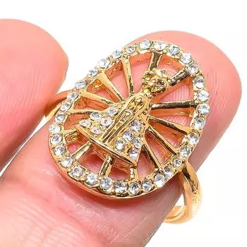 Кольцо из стерлингового серебра 925 пробы с натуральным цирконием ручной работы, размер 9 D5O04