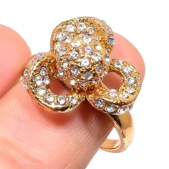 Кольцо из стерлингового серебра 925 пробы с натуральным кубическим цирконием ручной работы, размер 9,5 K6D03