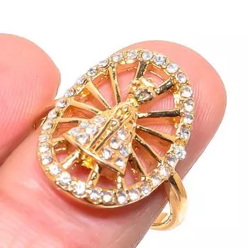 Кольцо из стерлингового серебра 925 пробы с натуральным цирконием ручной работы, размер 8,5 V9L35