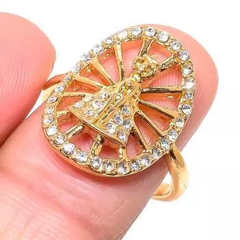 Кольцо из стерлингового серебра 925 пробы с натуральным цирконием ручной работы, размер 9 S4V95