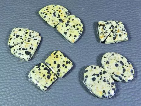 Natural Dalmantion Matched Pair Fancy Cabochon Loose Gemstone 5 Pair Lot RQ-346