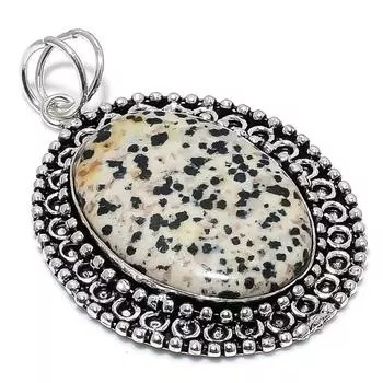 Natural Dalmation Jasper Gemstone 925 Sterling Silver Gift Pendant 2.68 G7h49
