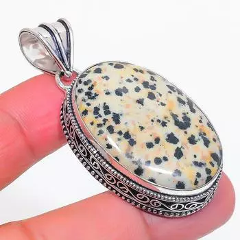 Natural Dalmation Jasper Gemstone 925 Sterling Silver Jewelry Pendant 2.05 p0D02