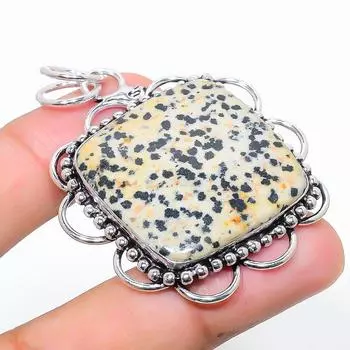 Natural Dalmation Jasper Gemstone 925 Sterling Silver Gift Pendant 2.29 H4j49