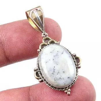 Natural Dendrite Opal 925 Solid Sterling Silver Gift TwoTone Pendant 1.50 G9A26