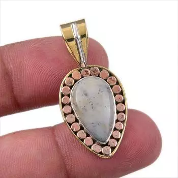 Natural Dendrite Opal 925 Solid Sterling Silver Gift TwoTone Pendant 1.50 D7j89