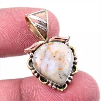Natural Dendrite Opal 925 Solid Sterling Silver Gift TwoTone Pendant 1.25 z4I82