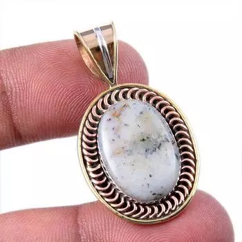 Natural Dendrite Opal 925 Solid Sterling Silver Gift TwoTone Pendant 1.50 P4H96