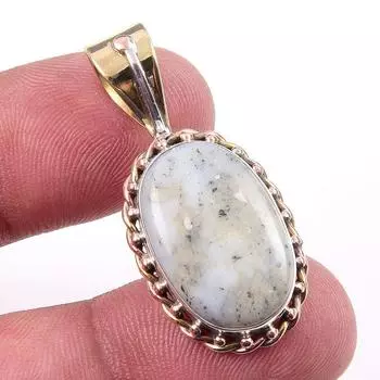 Natural Dendrite Opal 925 Solid Sterling Silver Gift TwoTone Pendant 1.50 K5s91